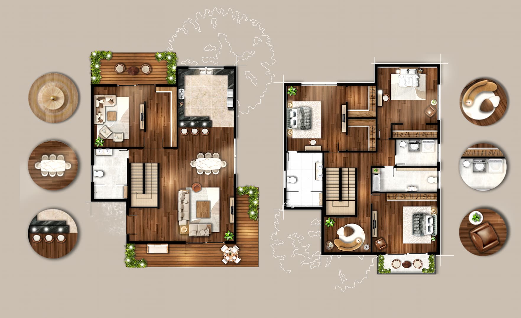 Bố trí nhà 2 tầng